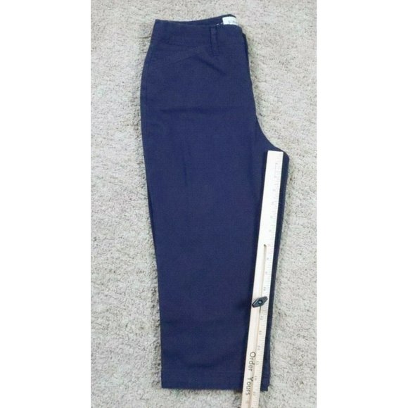 ST JOHN'S BAY Pants Women's Straight Leg Crop Stretch Med Rise Solid Blue 6 - Picture 5 of 11